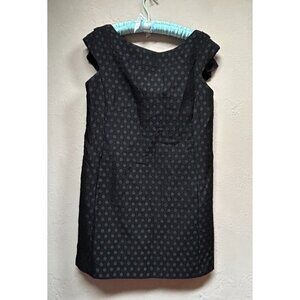 Moschino Jacquard Polka Dot Sheath Dress Size 12 Black Bow Lined Made in Italy